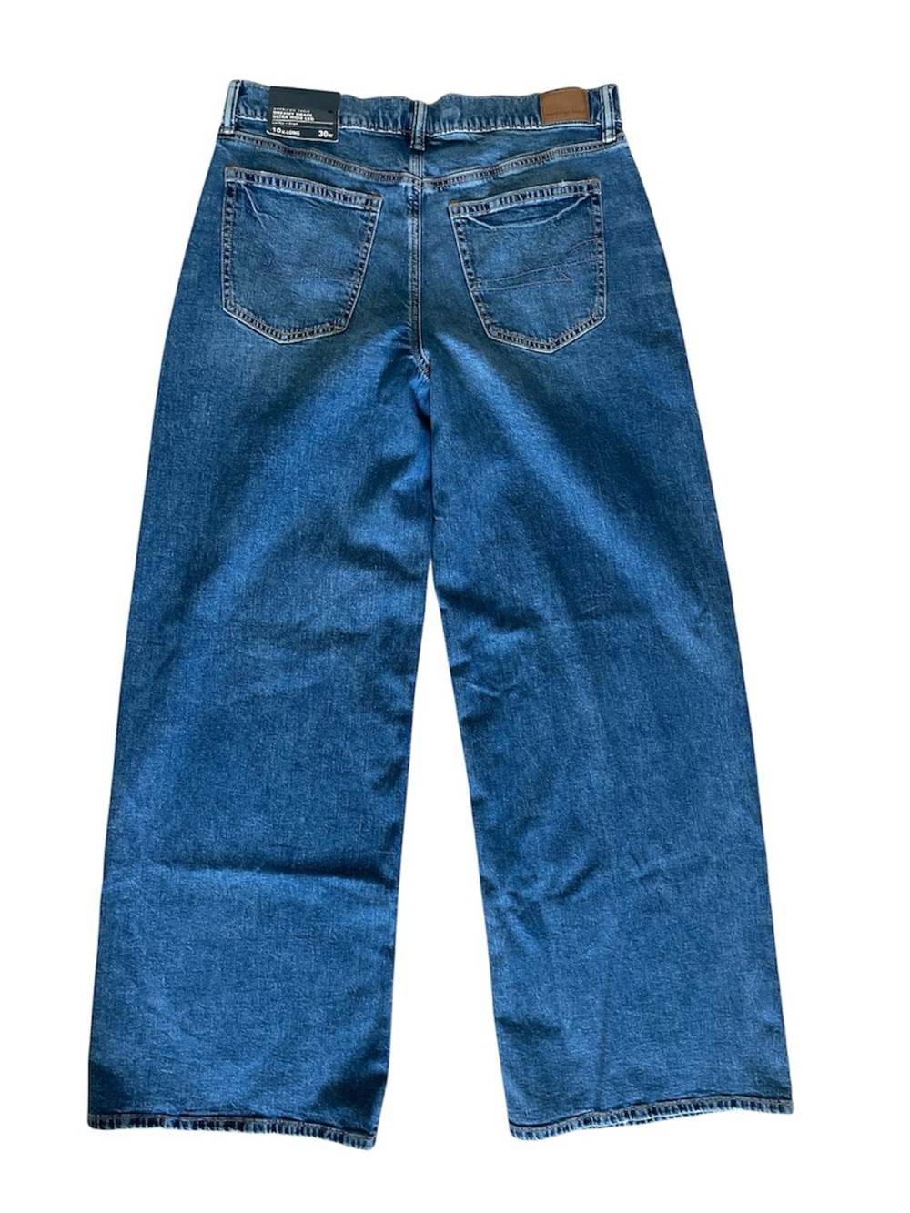 American Eagle Jeans Women’s Blue Dreamy Drape Ultra Wide Leg Low Rise 10 L NWT - Picture 4 of 7